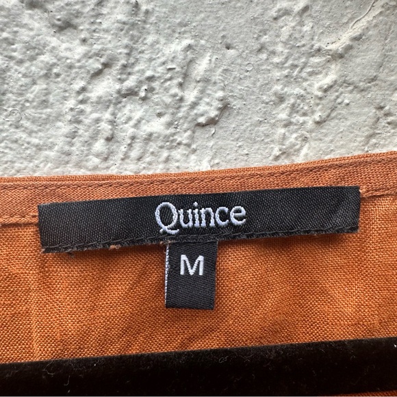 QUINCE Linen Top Women Medium Boxy Lagenlook Sleeveless Orange - Picture 4 of 4